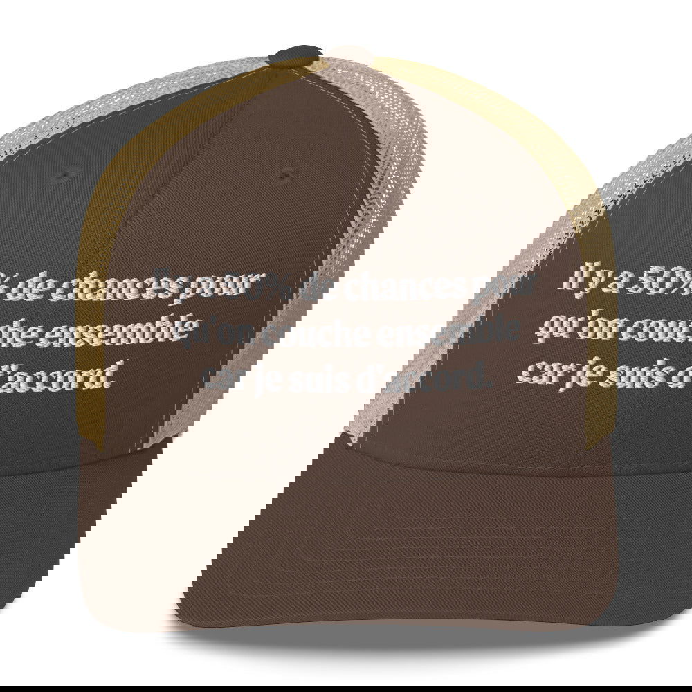 Casquette brodée 50% de chances qu'on couche ensemble - Sedurro