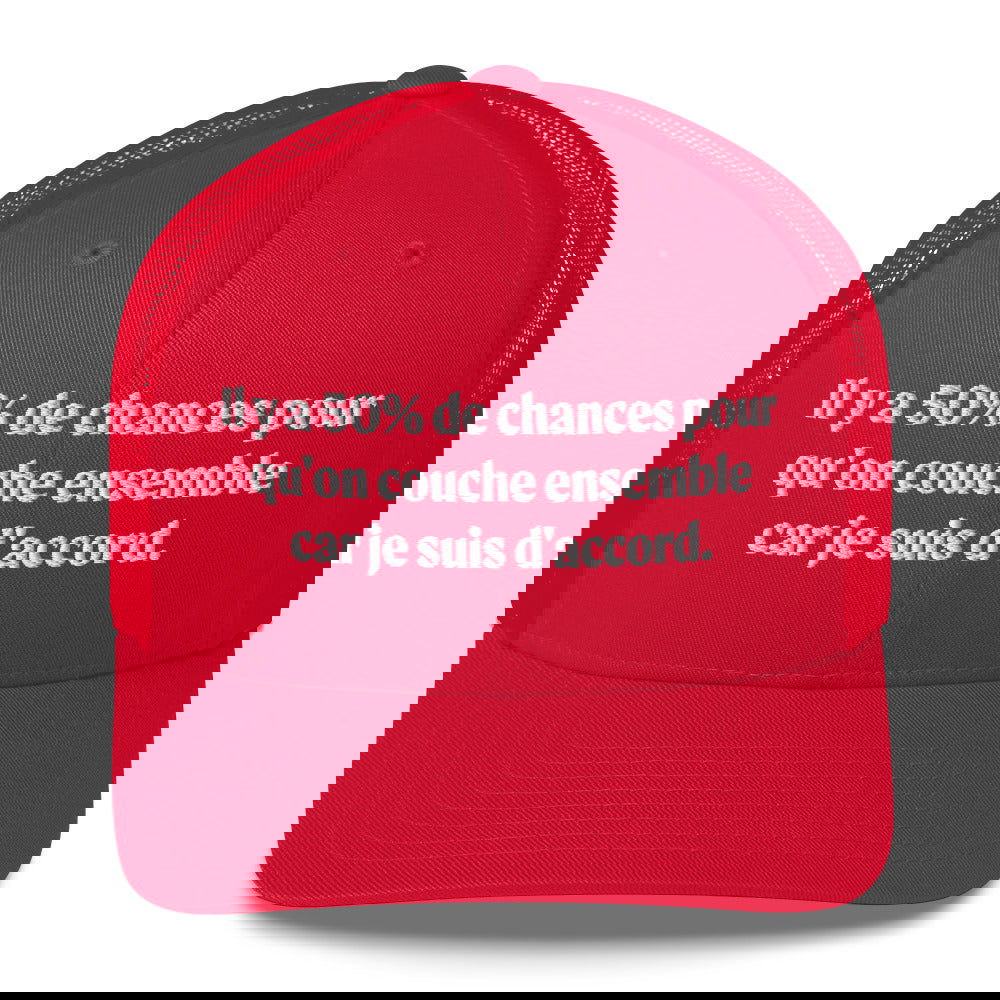 Casquette brodée 50% de chances qu'on couche ensemble - Sedurro