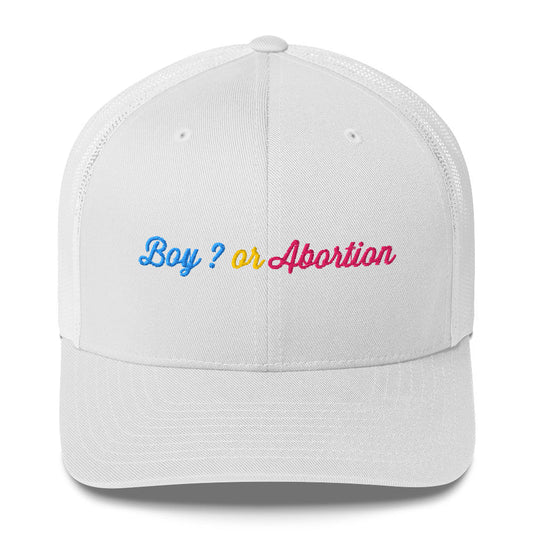 Casquette brodée Boy or abortion gender reveal - Sedurro