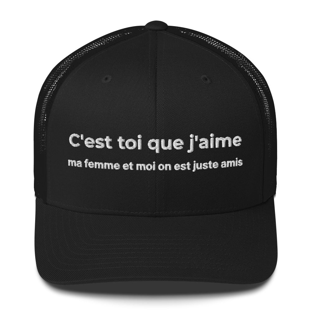 Casquette brodée C'est toi que j'aime ma femme et moi on est juste amis Noir - Sedurro