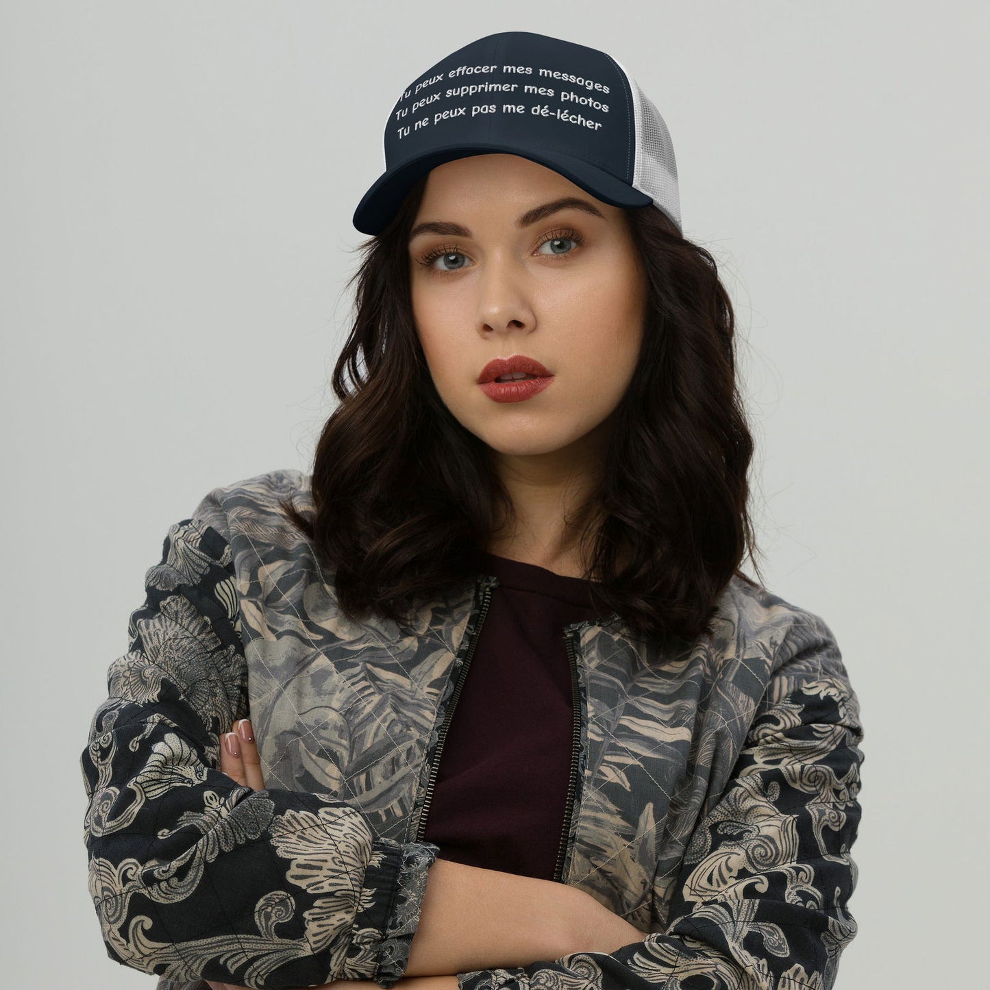Casquette brodée Tu peux effacer mes messages supprimer mes photos mais pas me dé-lécher - Sedurro