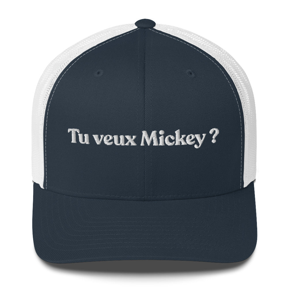 Casquette brodée Tu veux Mickey Bleu Marine Blanc - Sedurro
