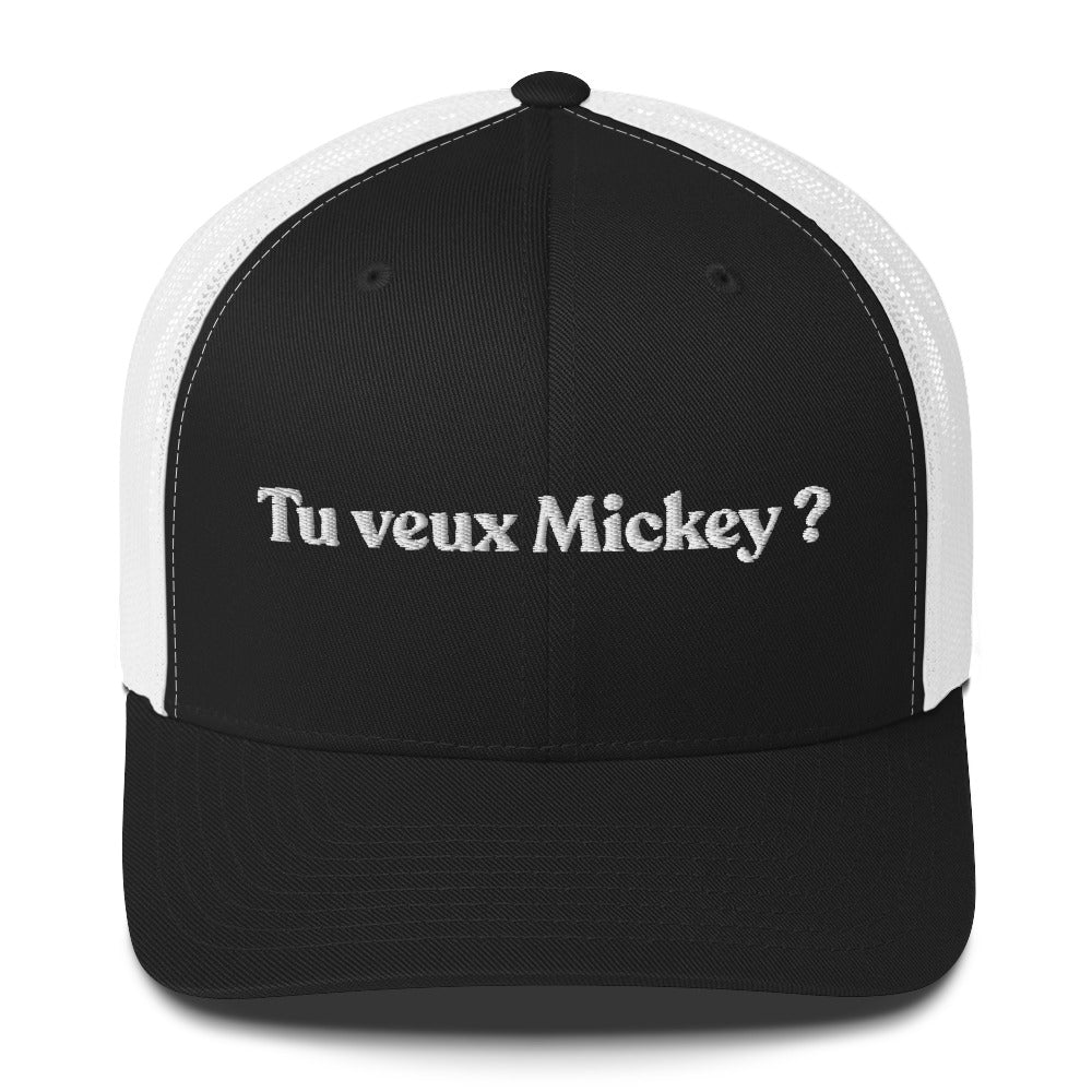 Casquette brodée Tu veux Mickey Noir Blanc - Sedurro