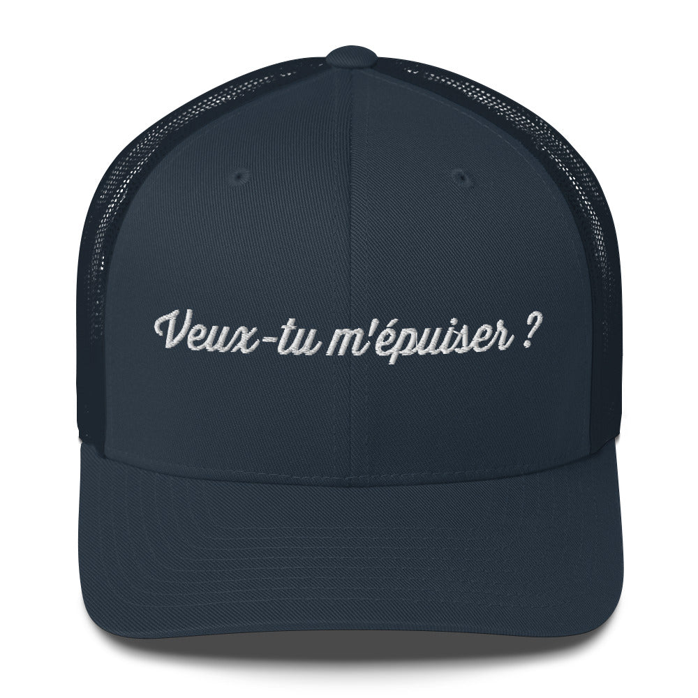 Casquette brodée Veux-tu m'épuiser Bleu Marine - Sedurro