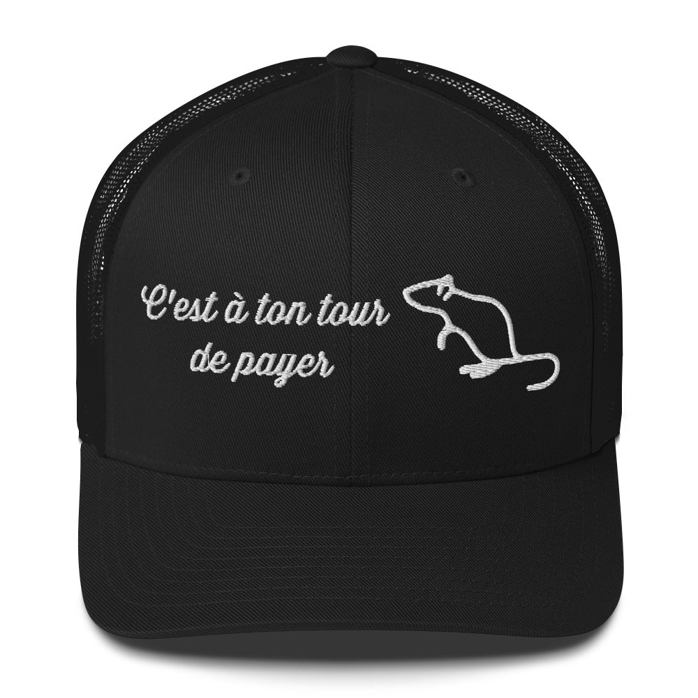 Casquette brodée C'est à ton tour de payer rat - Sedurro