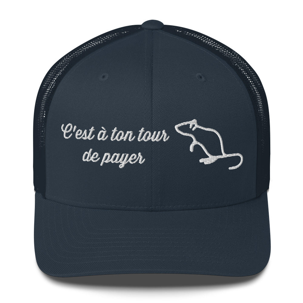Casquette brodée C'est à ton tour de payer rat - Sedurro