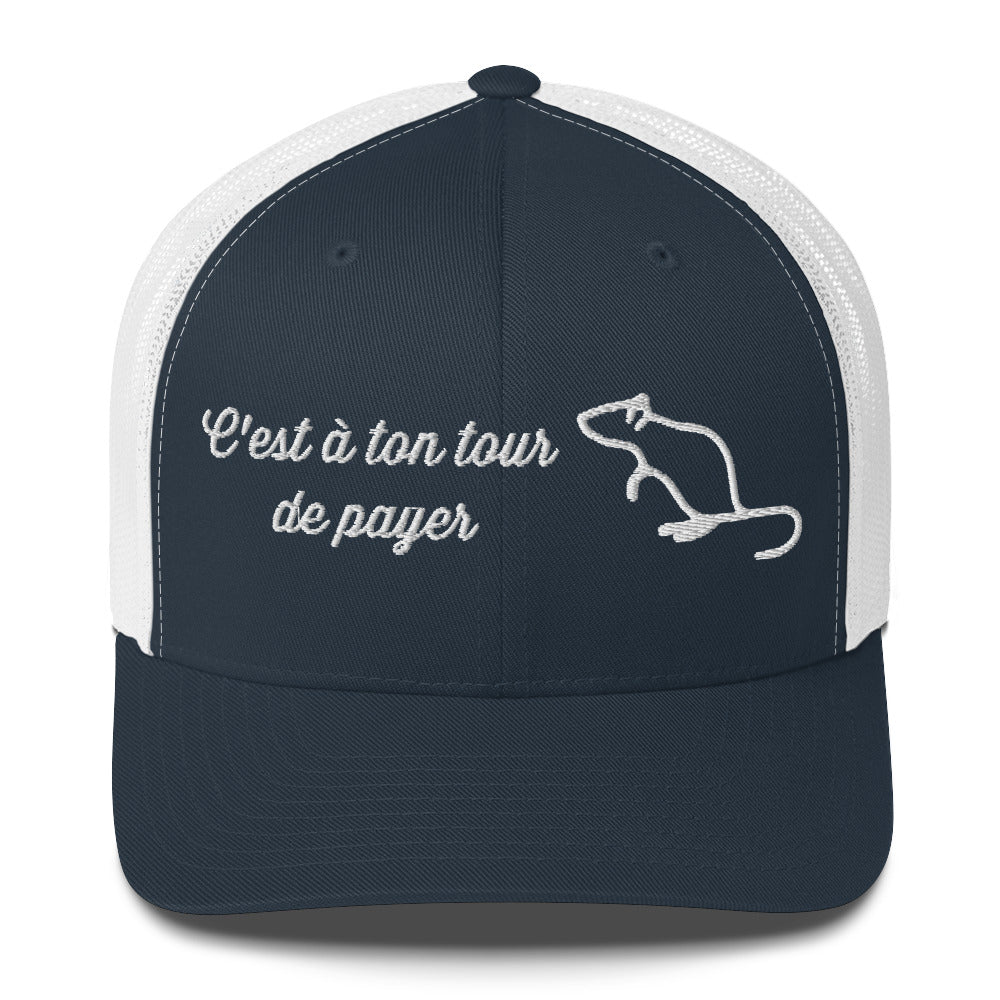 Casquette brodée C'est à ton tour de payer rat - Sedurro