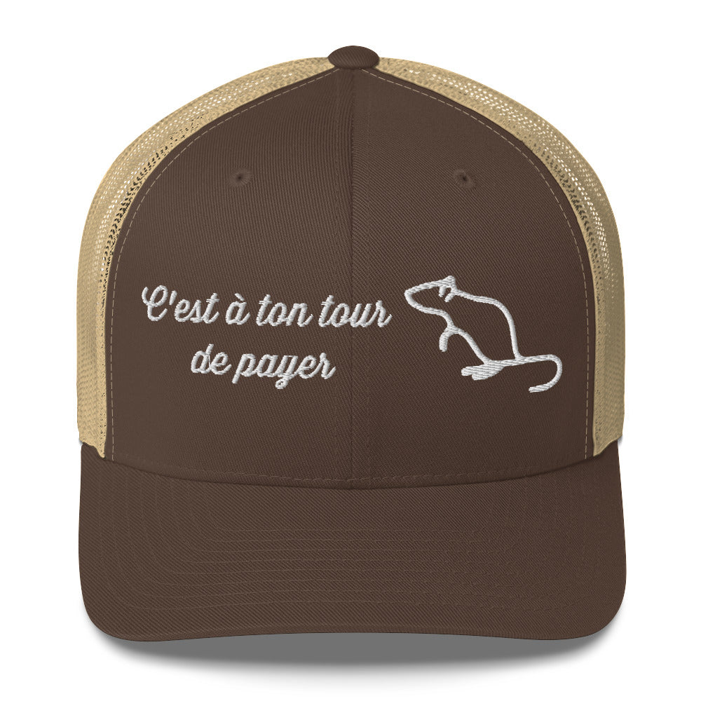 Casquette brodée C'est à ton tour de payer rat - Sedurro
