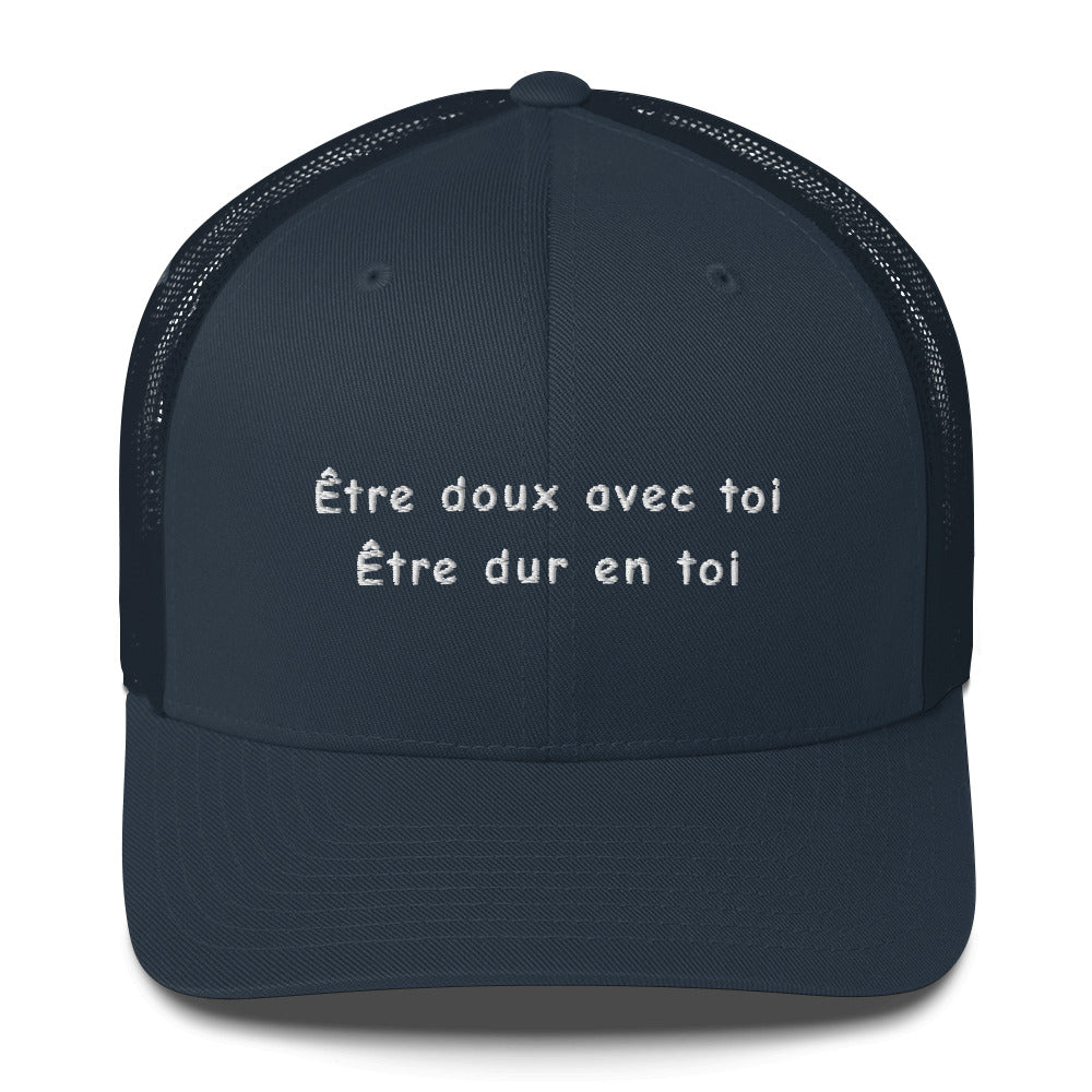 Casquette brodée Être doux avec toi Être dur en toi Bleu Marine - Sedurro