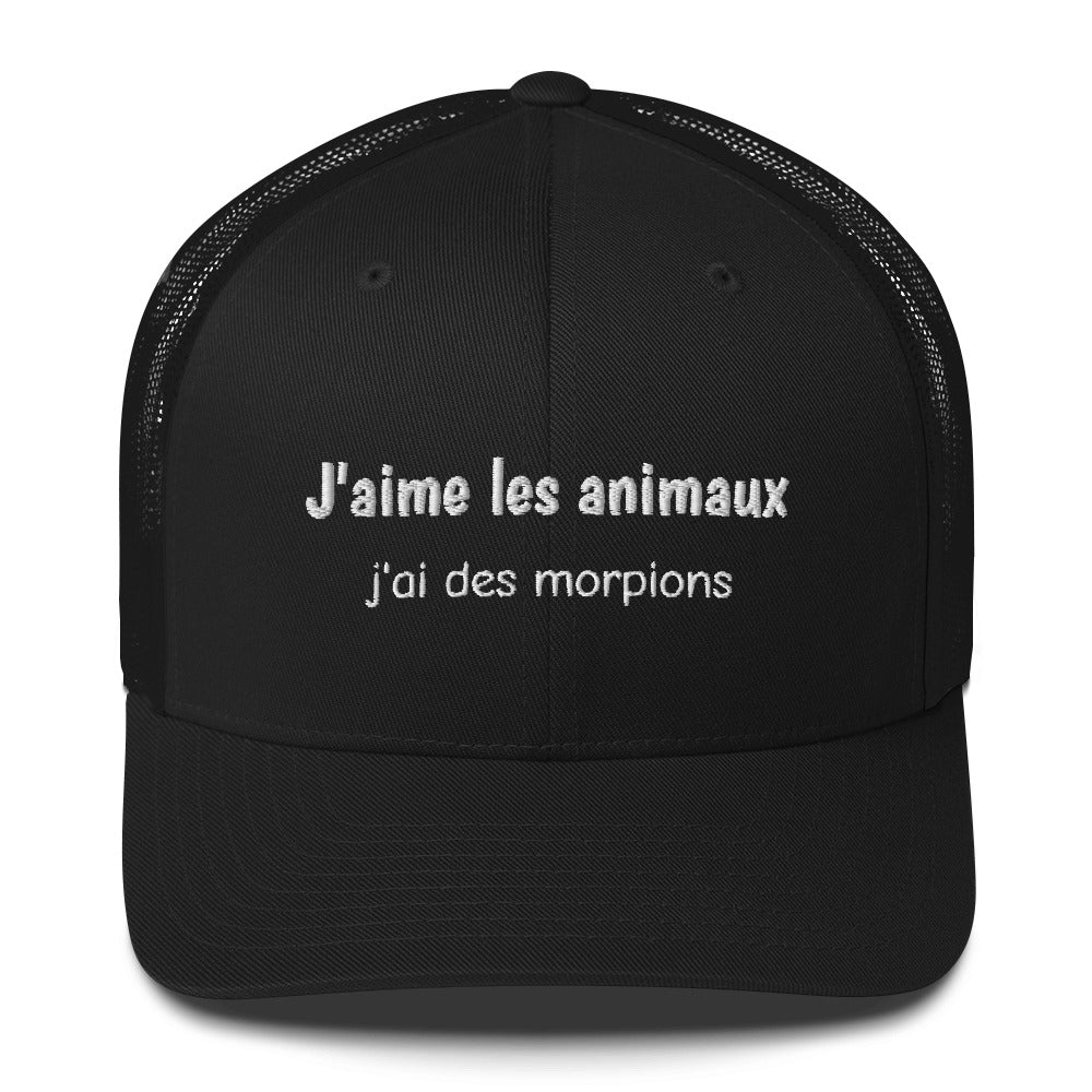 Casquette brodée J'aime les animaux j'ai des morpions - Sedurro