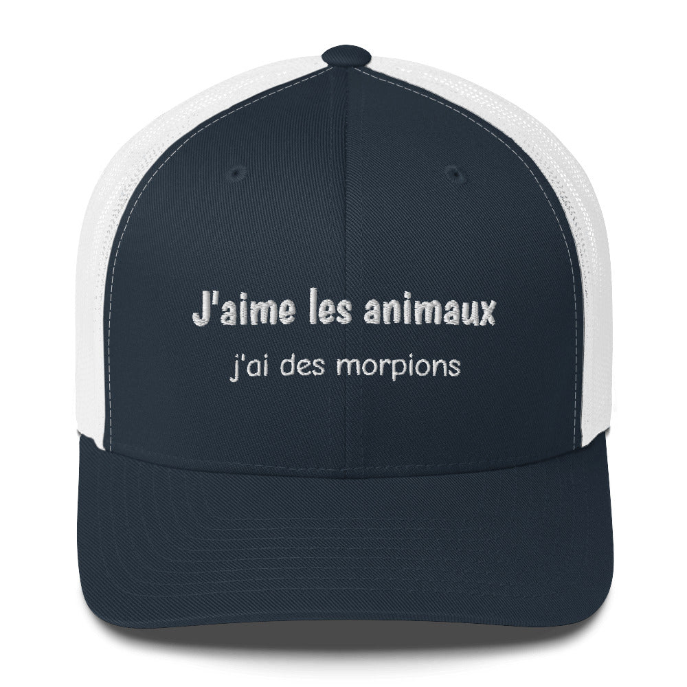 Casquette brodée J'aime les animaux j'ai des morpions - Sedurro