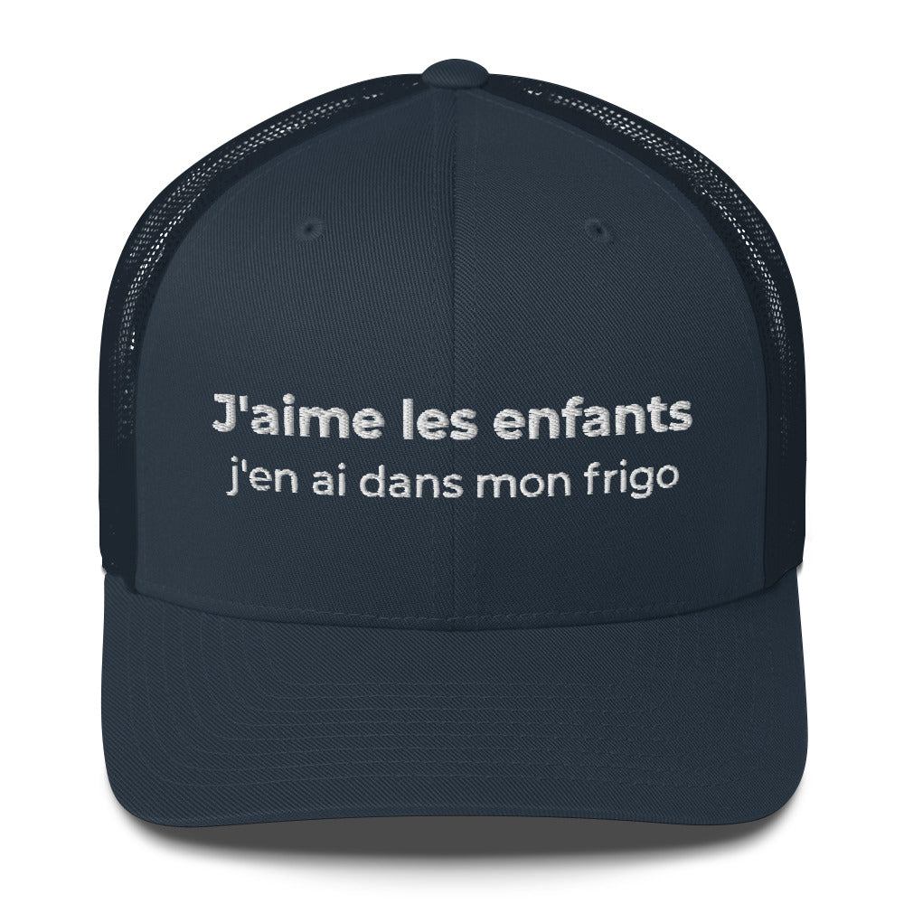 Casquette brodée J'aime les enfants j'en ai dans mon frigo Bleu Marine - Sedurro