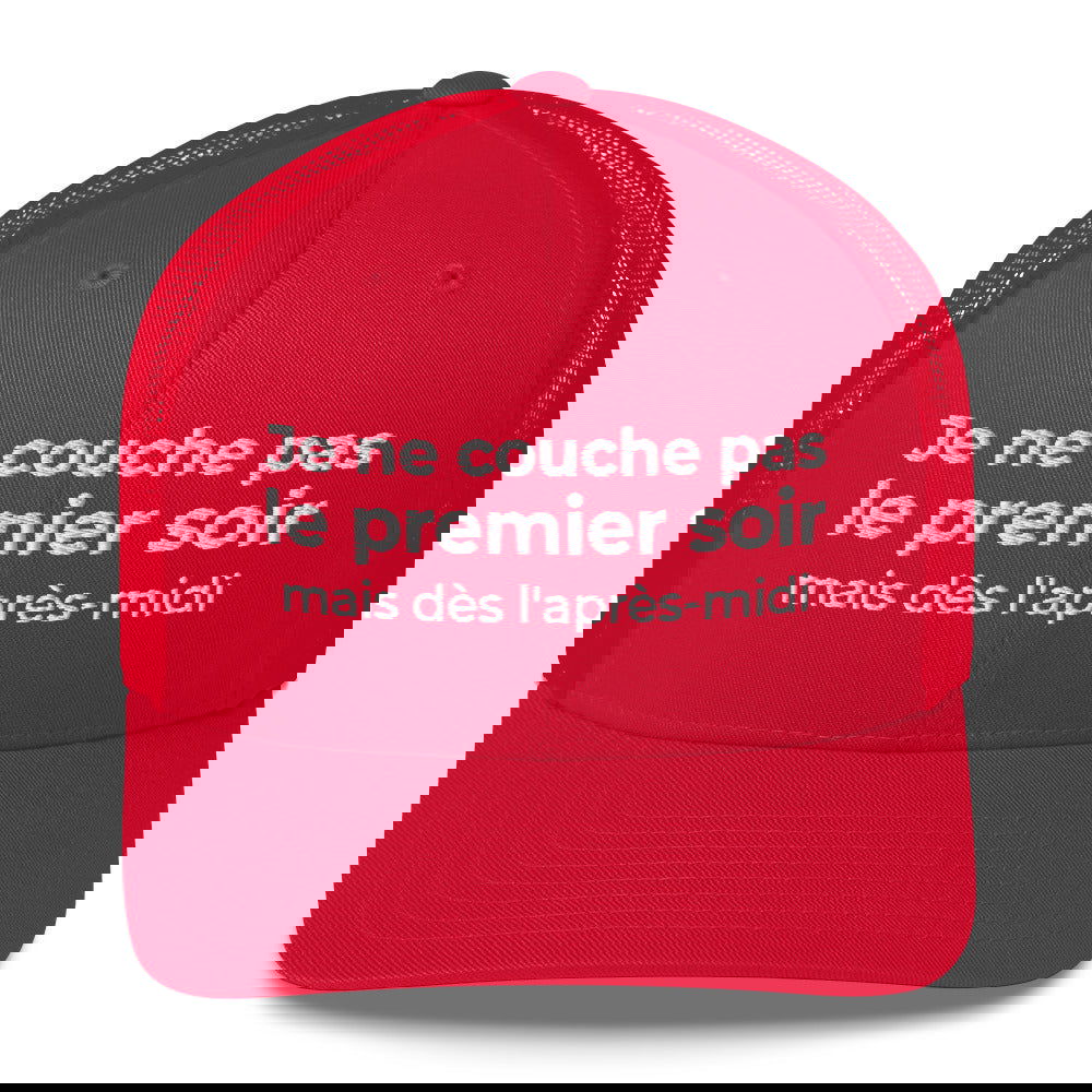 Casquette brodée Je ne couche pas le premier soir mais dès l'après-midi - Sedurro