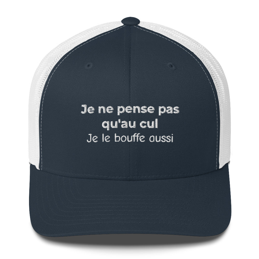 Casquette brodée Je ne pense pas qu'au cul je le bouffe aussi - Sedurro