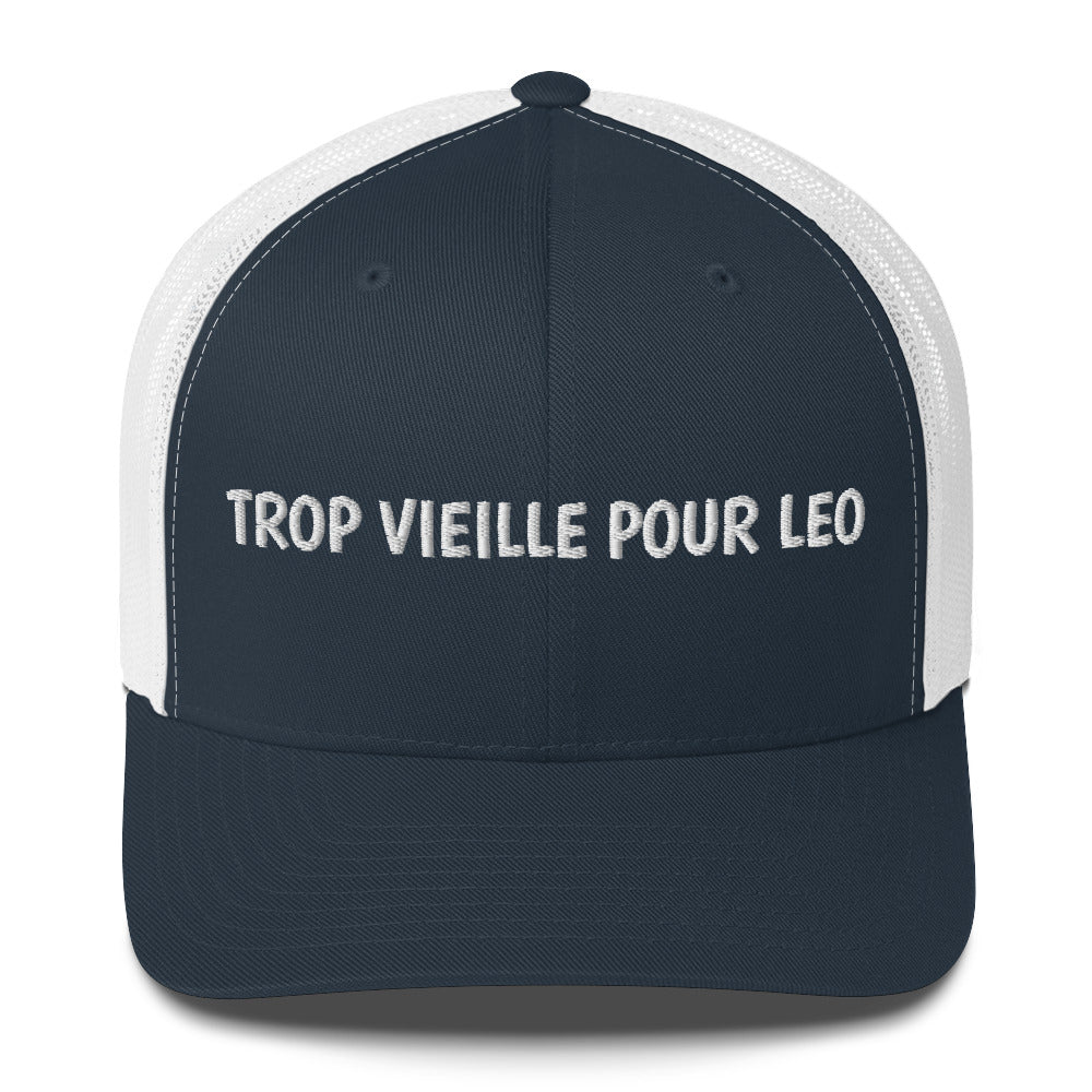 Casquette brodée Trop vieille pour Leo Bleu Marine Blanc - Sedurro