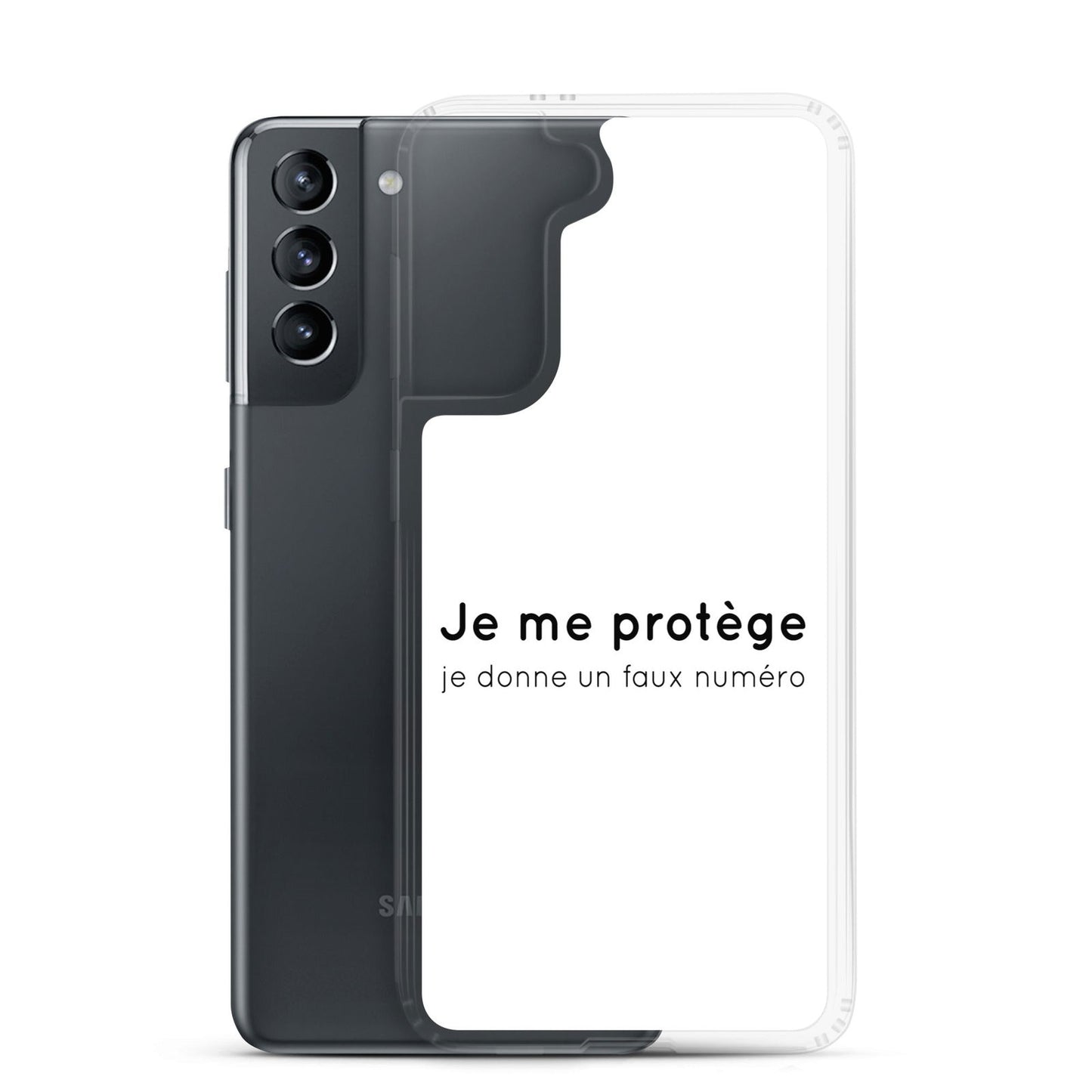 Coque Samsung Je me protège je donne un faux numéro - Sedurro