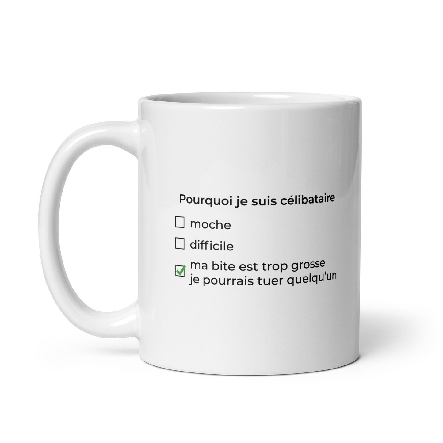 Mug Pourquoi je suis célibataire ma bite est trop grosse - Sedurro