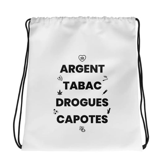 Sac à cordon Argent Tabac Drogues Capotes blanc - Sedurro