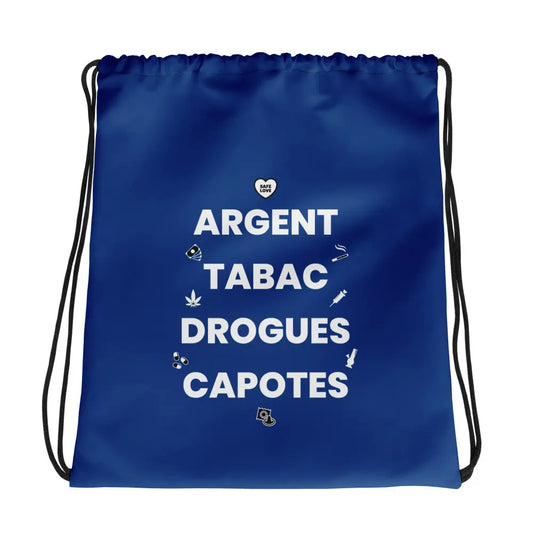 Sac à cordon Argent Tabac Drogues Capotes bleu foncé - Sedurro