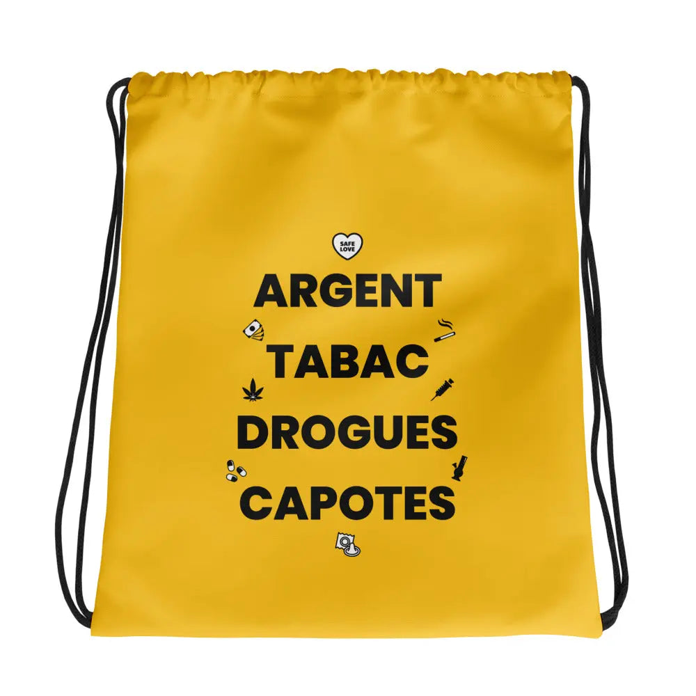 Sac à cordon Argent Tabac Drogues Capotes jaune - Sedurro
