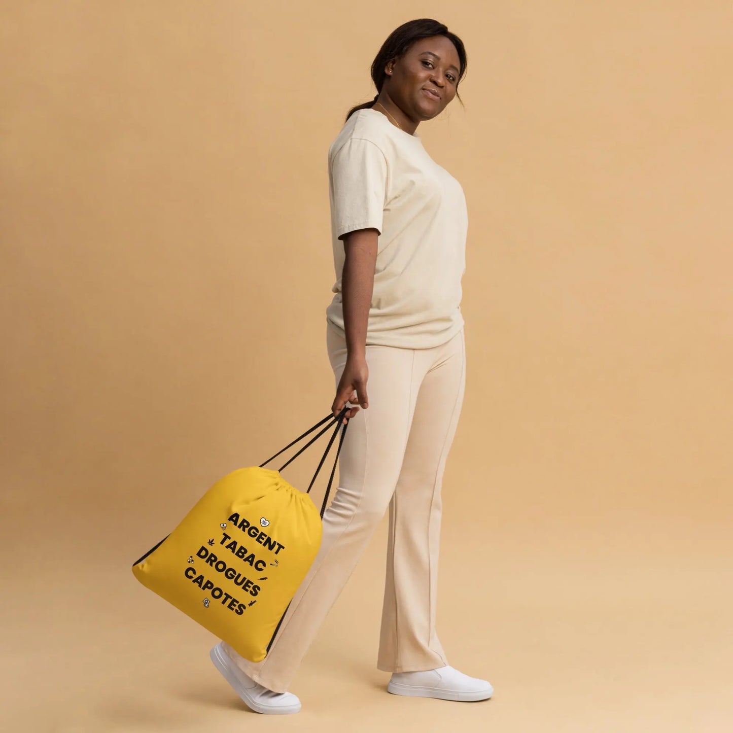 Sac à cordon Argent Tabac Drogues Capotes jaune - Sedurro
