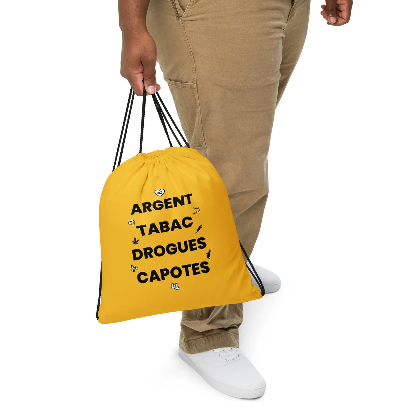 Sac à cordon Argent Tabac Drogues Capotes jaune - Sedurro