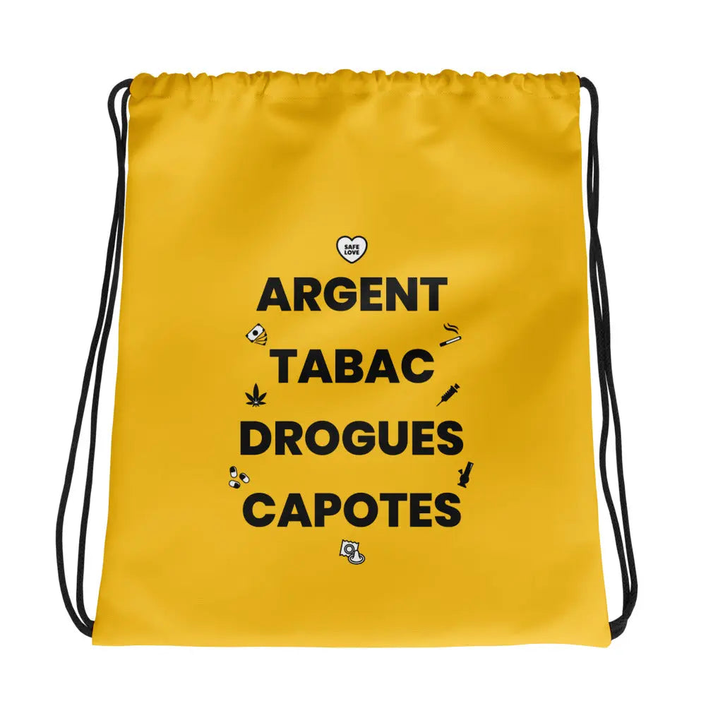 Sac à cordon Argent Tabac Drogues Capotes jaune - Sedurro