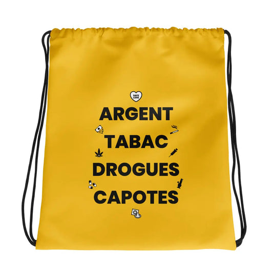 Sac à cordon Argent Tabac Drogues Capotes jaune - Sedurro