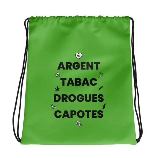 Sac à cordon Argent Tabac Drogues Capotes vert - Sedurro