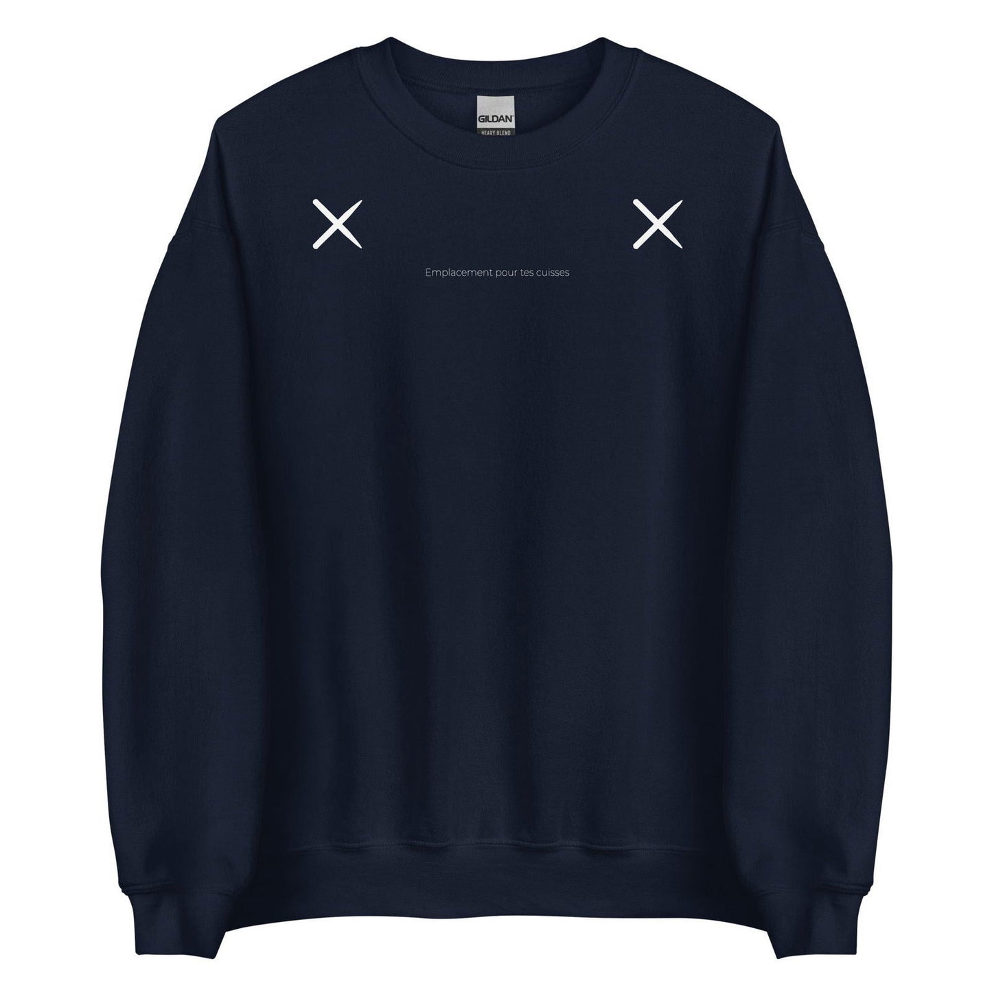 Sweat unisexe col rond Emplacement pour tes cuisses Bleu Marine - Sedurro