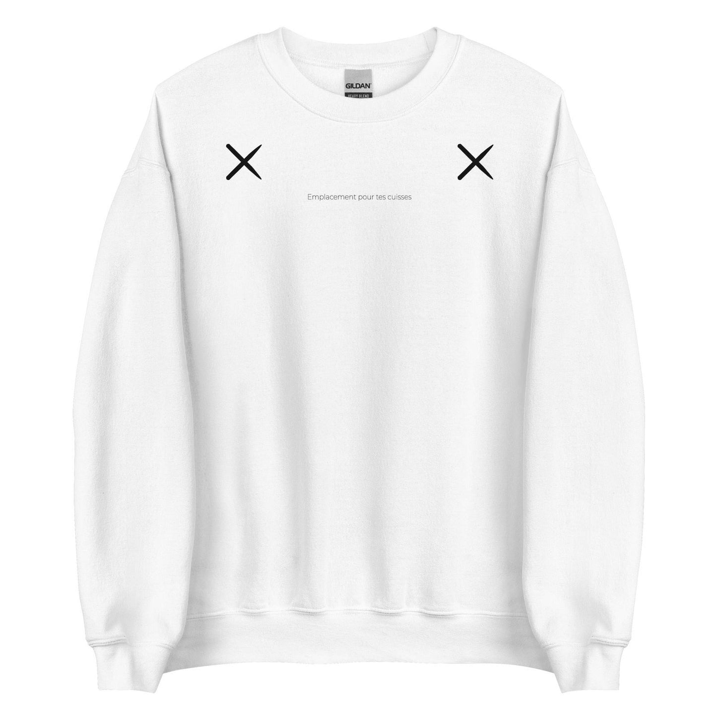 Sweat unisexe col rond Emplacement pour tes cuisses Blanc - Sedurro
