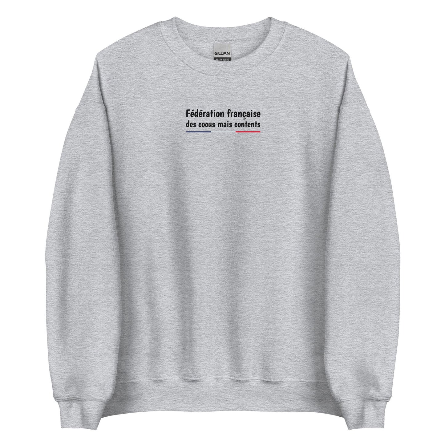 Sweat unisexe col rond Fédération française des cocus mais contents Gris Sport - Sedurro