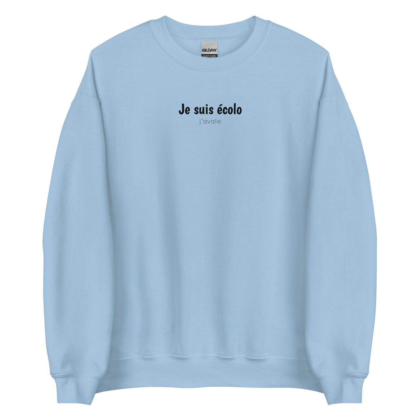 Sweat unisexe col rond Je suis écolo j'avale - Sedurro