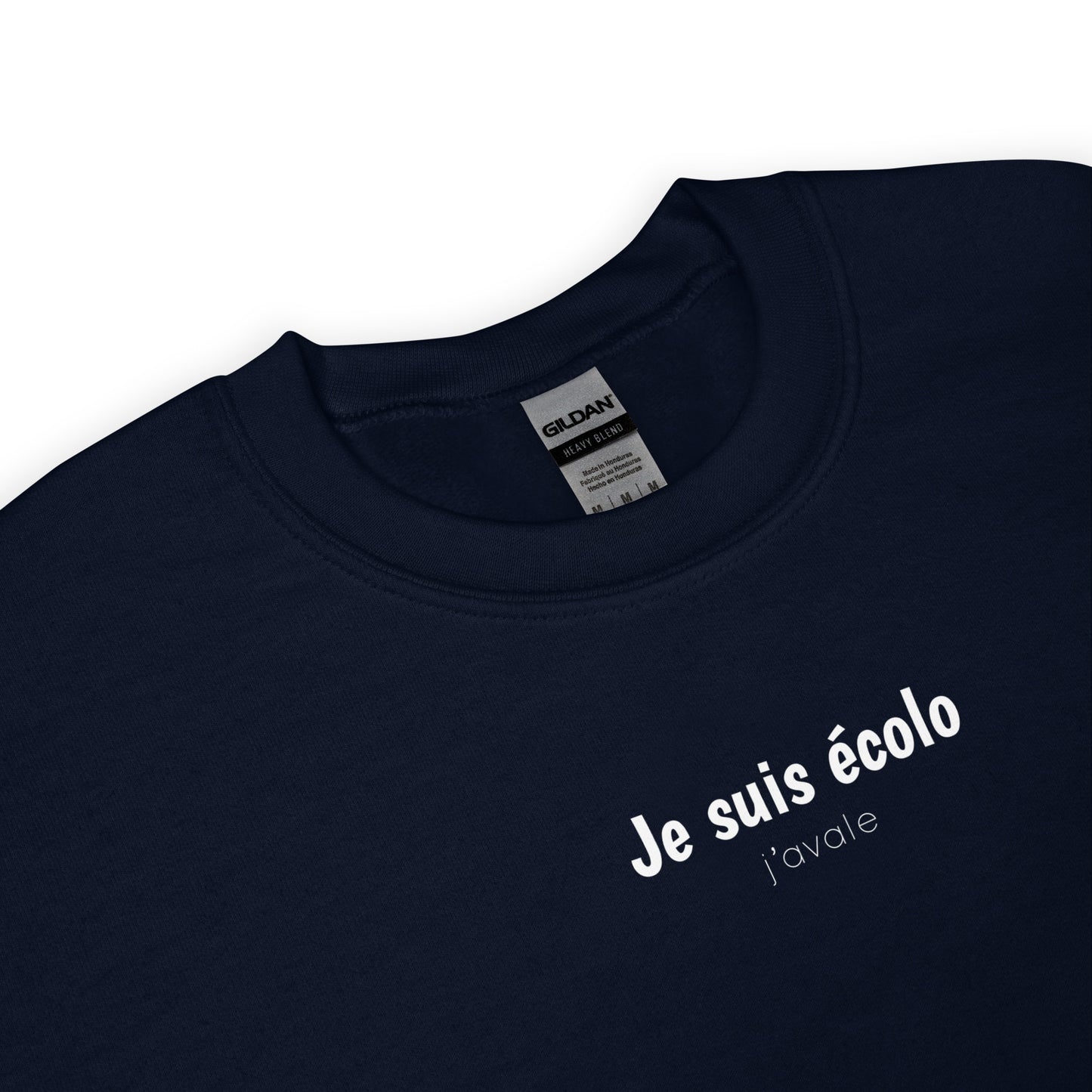 Sweat unisexe col rond Je suis écolo j'avale - Sedurro