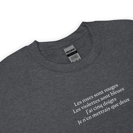 Sweat unisexe col rond Les roses sont rouges Les violettes sont bleues J'ai cinq doigts Je n'en mettrais que deux - Sedurro
