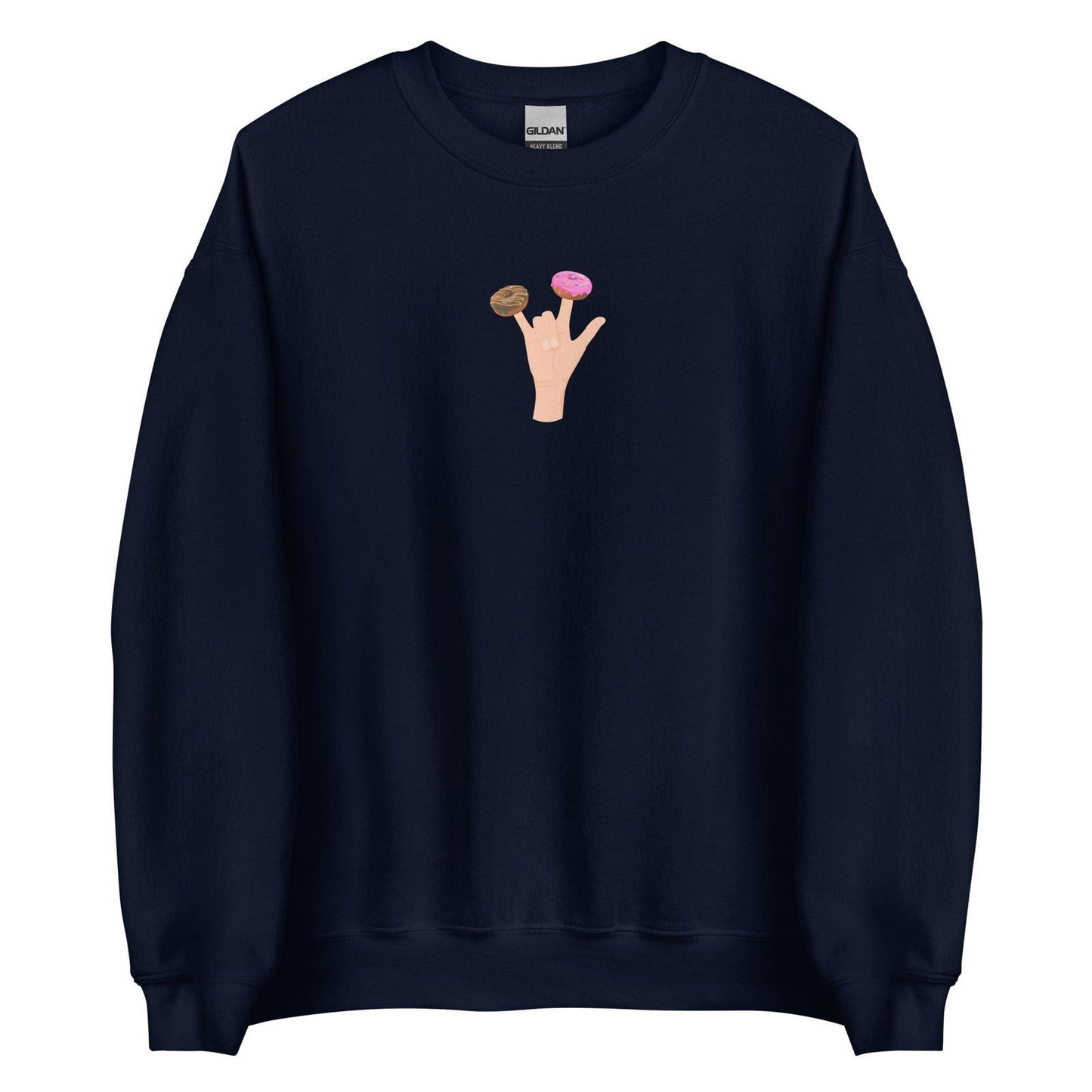 Sweat unisexe col rond Main donuts deux doigts Bleu Marine - Sedurro