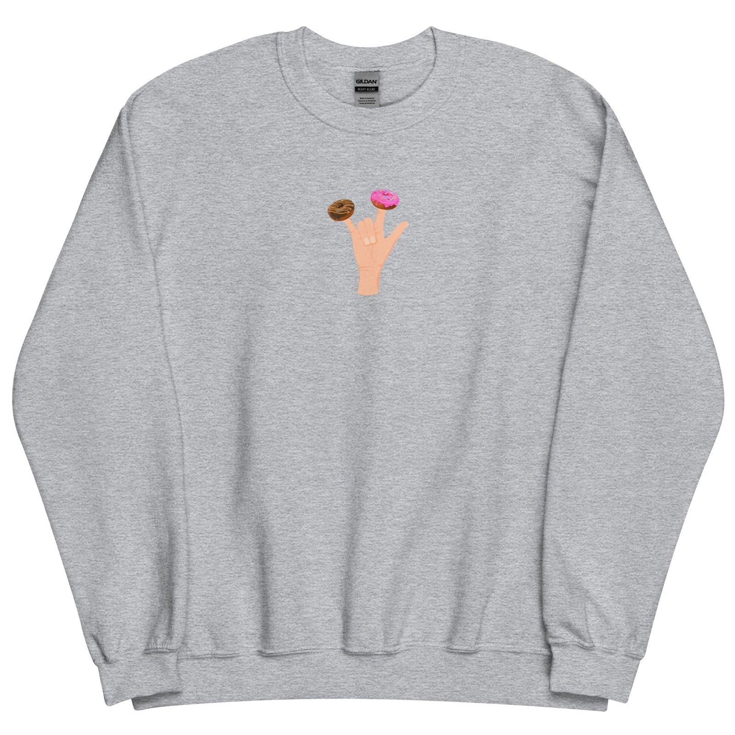 Sweat unisexe col rond Main donuts deux doigts - Sedurro