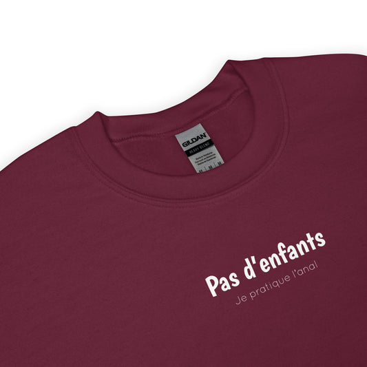 Sweat unisexe col rond Pas d'enfants je pratique l'anal - Sedurro