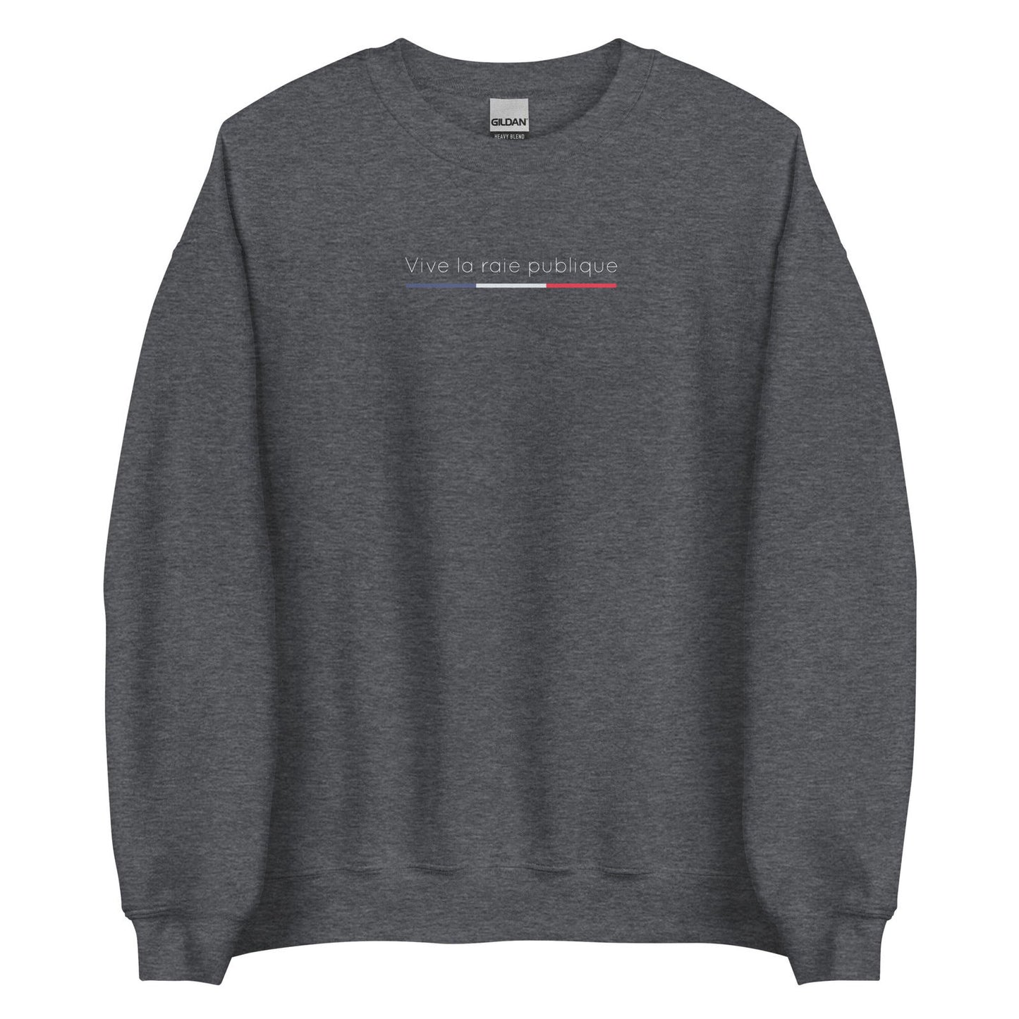 Sweat unisexe col rond Vive la raie publique Gris Foncé Chiné - Sedurro