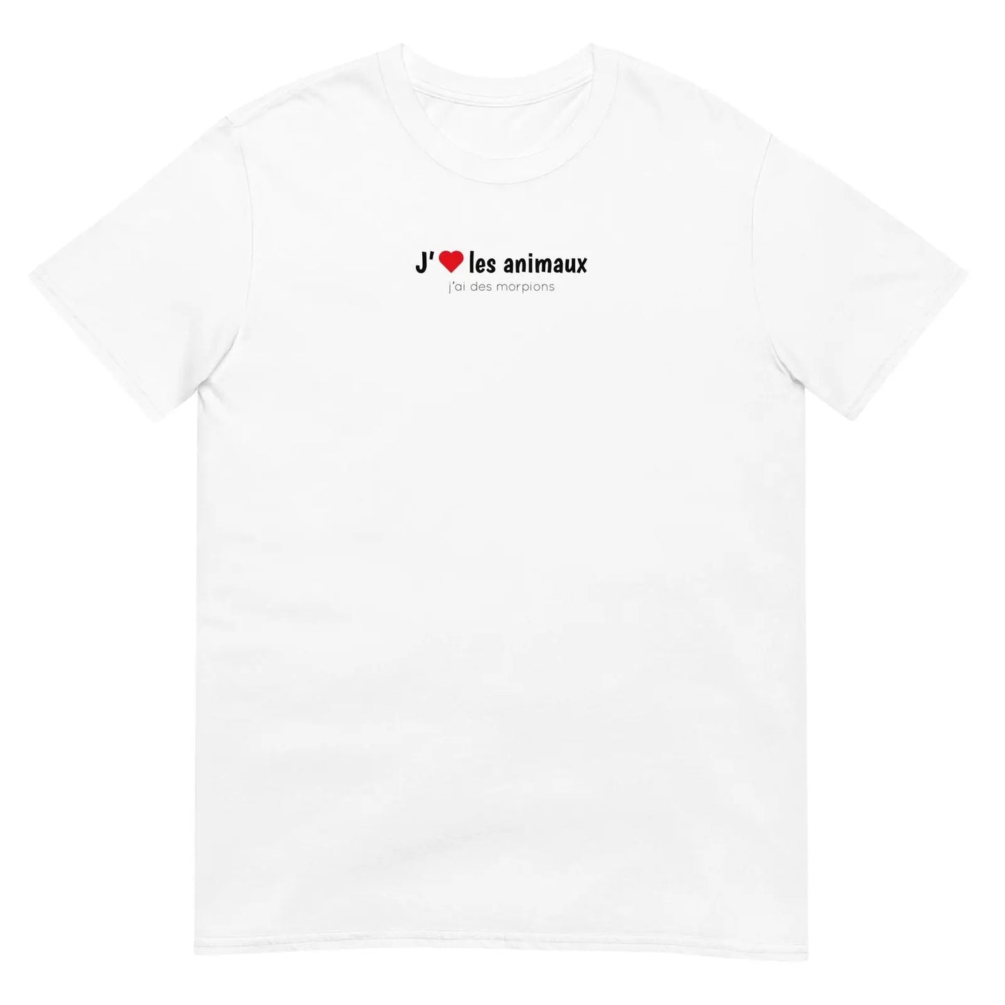 T-shirt unisexe J'aime les animaux j'ai des morpions Blanc - Sedurro