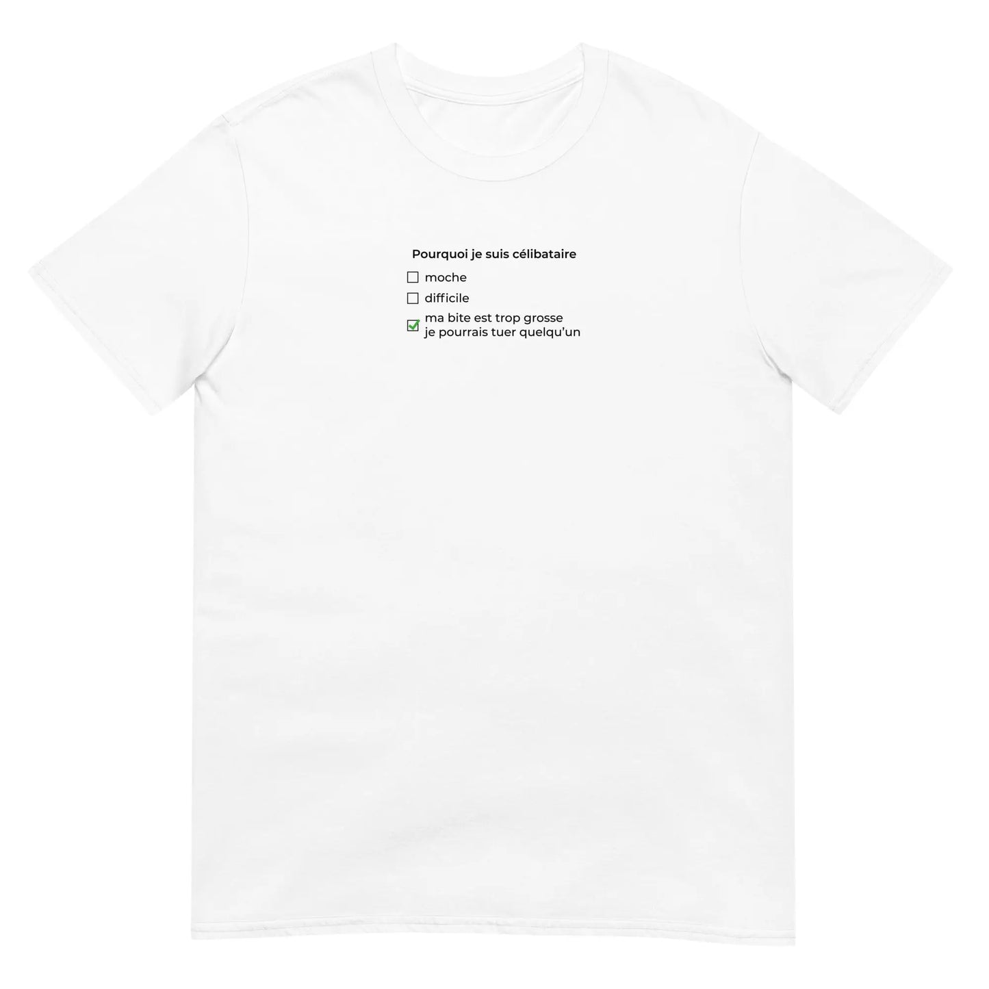 T-shirt unisexe Pourquoi je suis célibataire ma bite est trop grosse - Sedurro