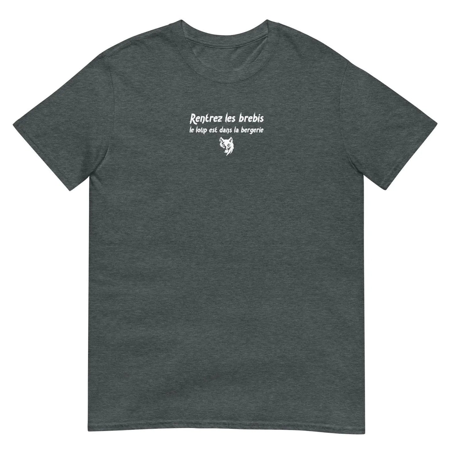 T-shirt unisexe Rentrez les brebis le loup est dans la bergerie Gris Foncé Chiné - Sedurro