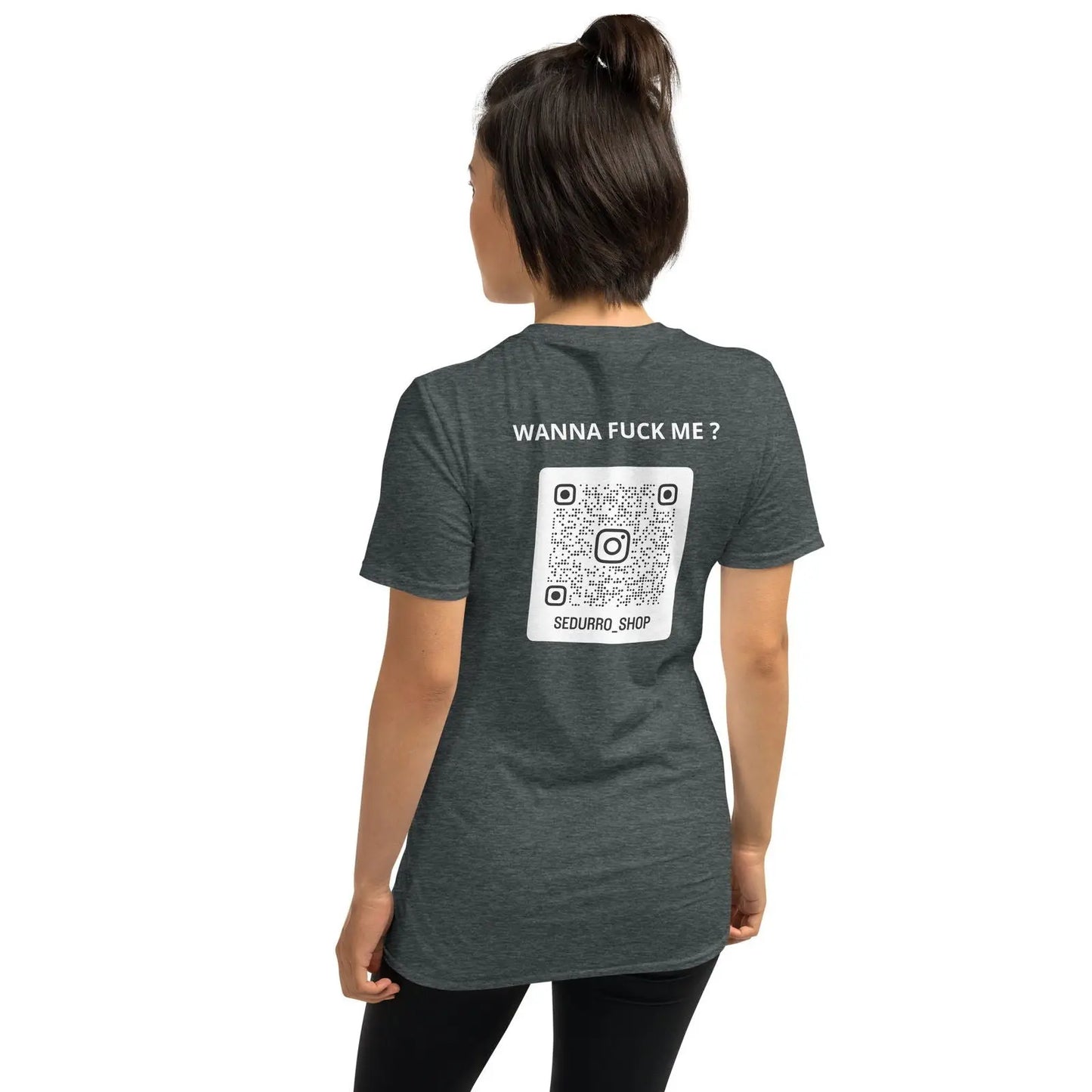 T-shirt unisexe personnalisable QR code Instagram dos - Wanna fuck me - foncé - Sedurro