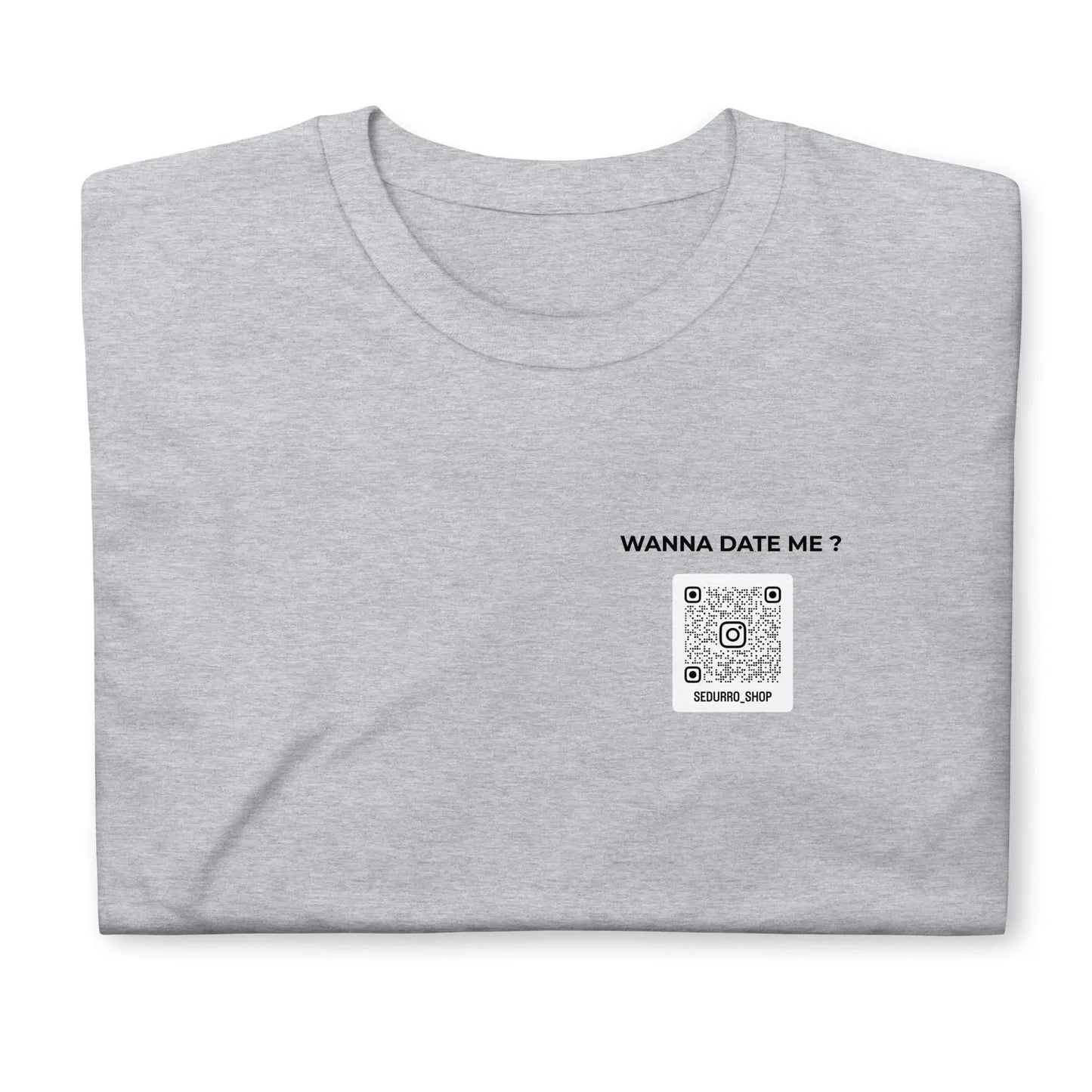 T-shirt unisexe personnalisable QR code Instagram poitrine - Wanna date me - clair - Sedurro