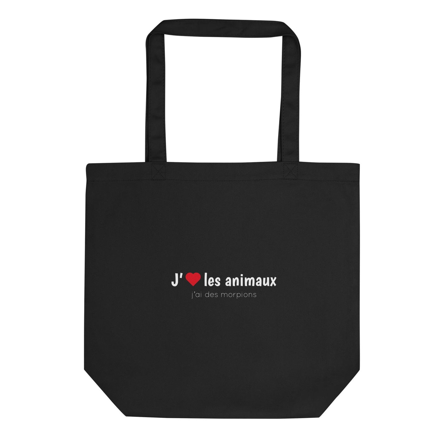 Tote bag bio J'aime les animaux j'ai des morpions - Sedurro