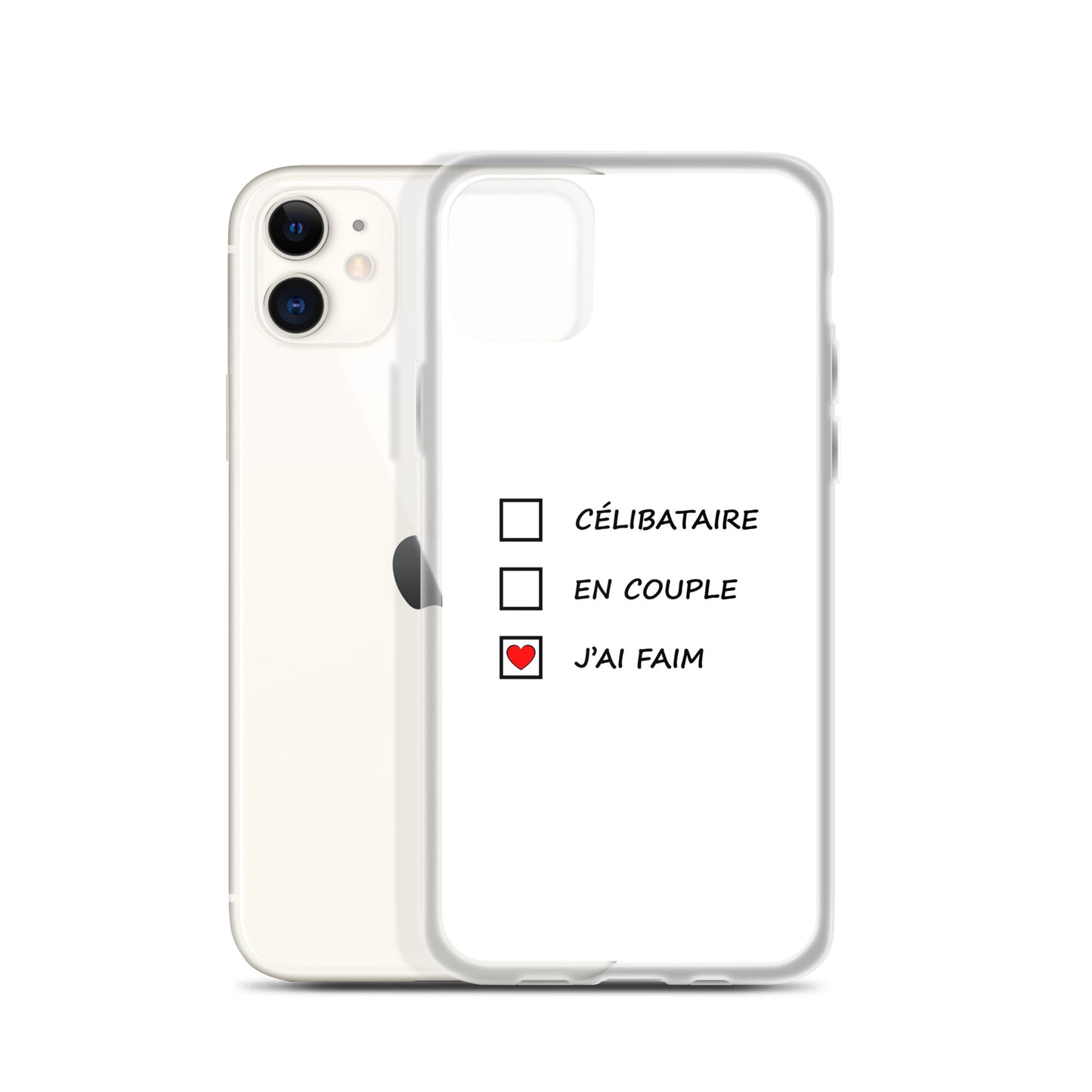 Coque iPhone Célibataire en couple j'ai faim cases à cocher - Sedurro