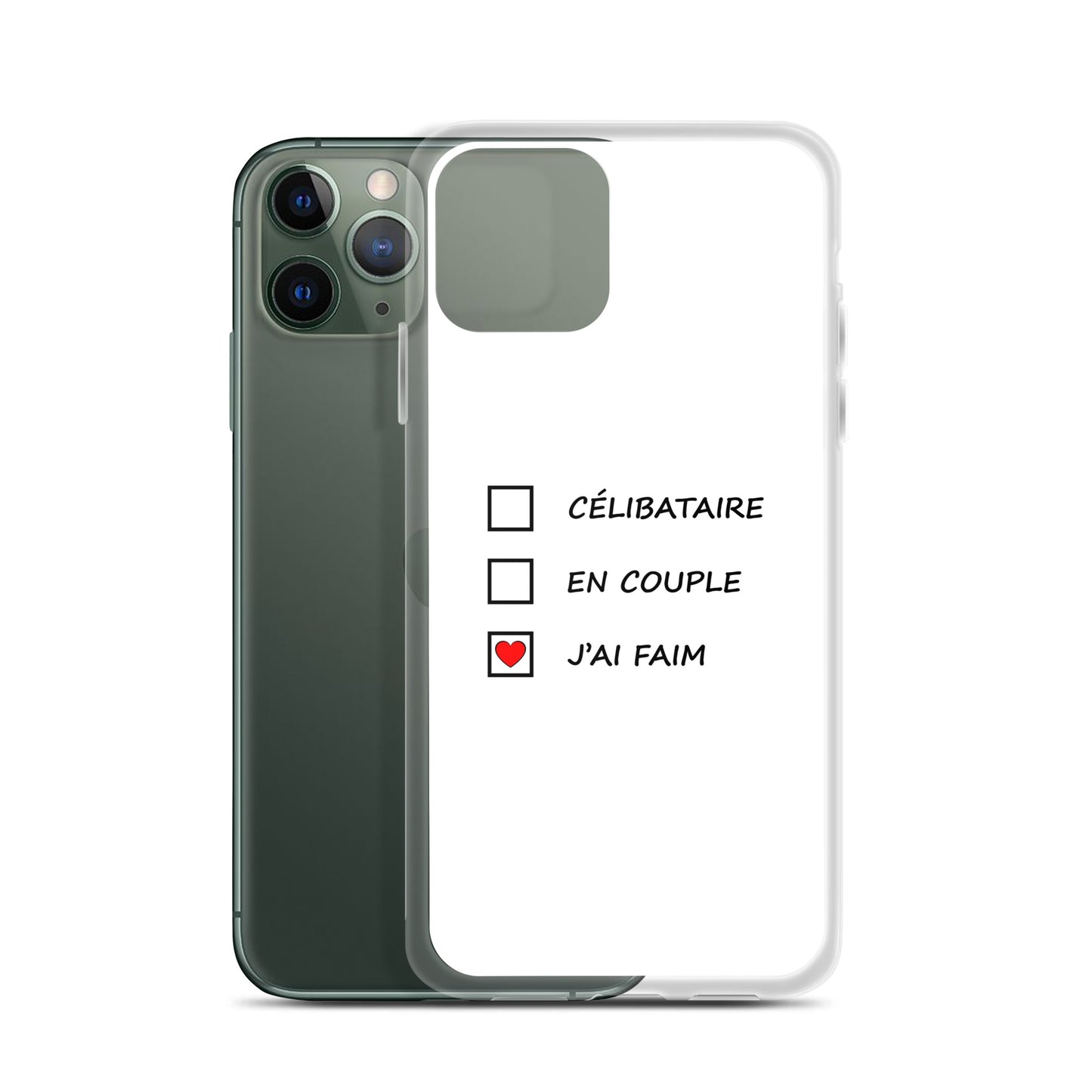 Coque iPhone Célibataire en couple j'ai faim cases à cocher - Sedurro
