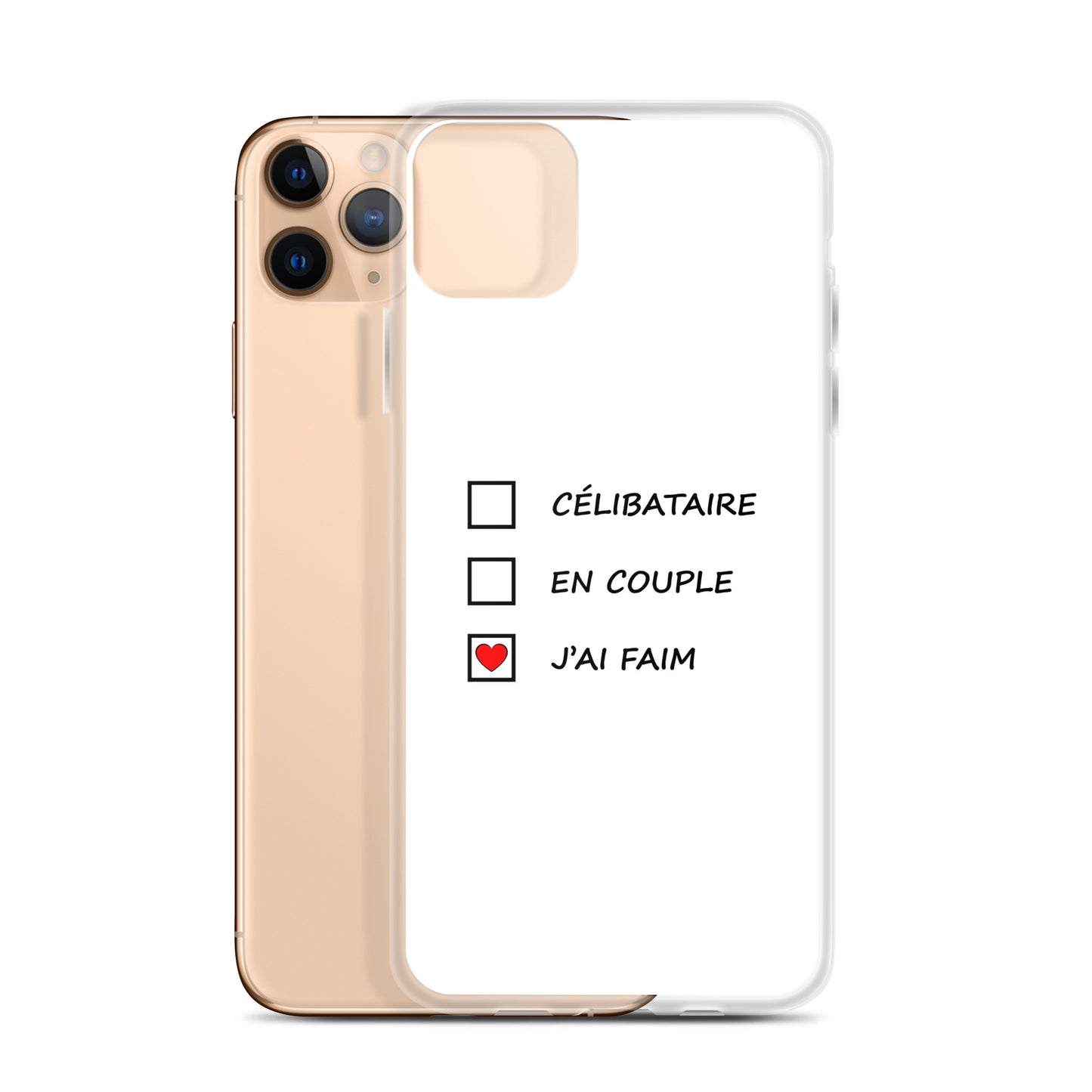 Coque iPhone Célibataire en couple j'ai faim cases à cocher - Sedurro