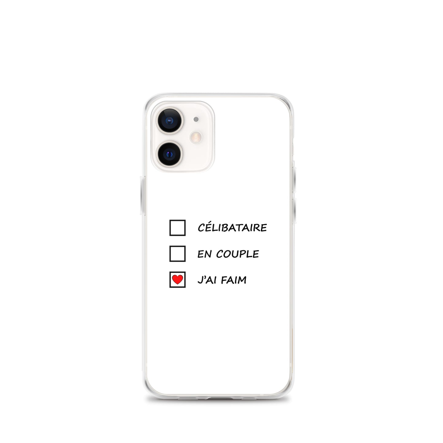 Coque iPhone Célibataire en couple j'ai faim cases à cocher iPhone 12 mini - Sedurro