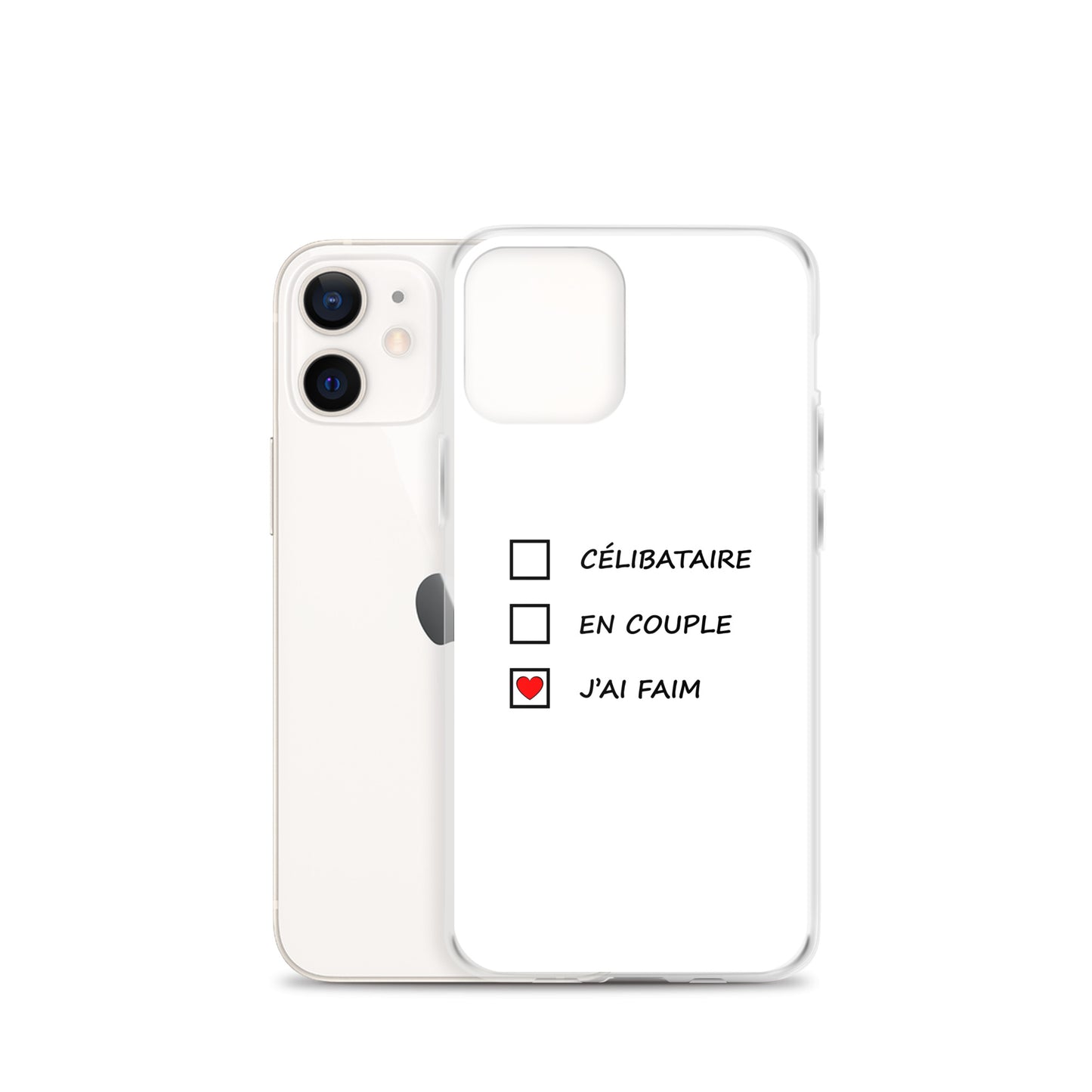 Coque iPhone Célibataire en couple j'ai faim cases à cocher - Sedurro
